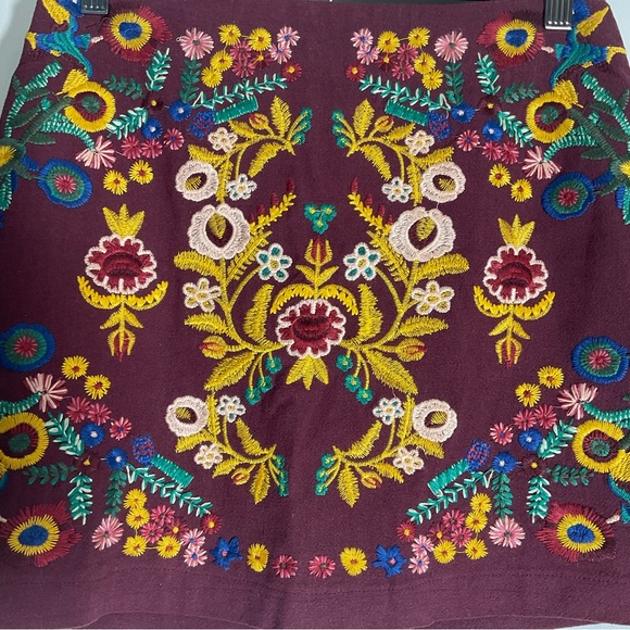 Altar’d State Burgundy Floral Embroidered Mini Multi-Color Back Zipper Size XS. - Picture 7 of 14